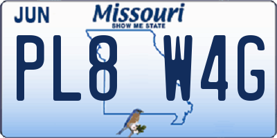 MO license plate PL8W4G