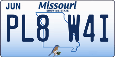 MO license plate PL8W4I