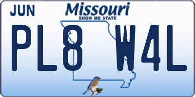 MO license plate PL8W4L