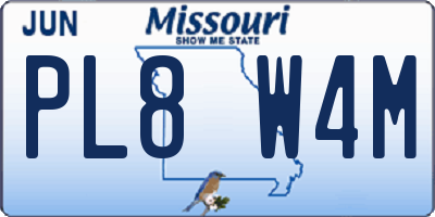 MO license plate PL8W4M