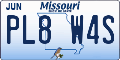 MO license plate PL8W4S