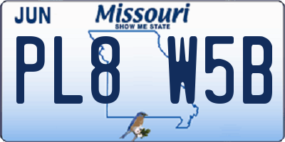 MO license plate PL8W5B