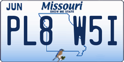 MO license plate PL8W5I