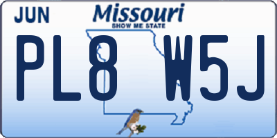 MO license plate PL8W5J