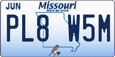 MO license plate PL8W5M