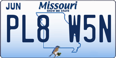 MO license plate PL8W5N