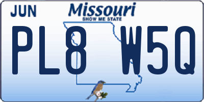 MO license plate PL8W5Q