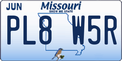 MO license plate PL8W5R
