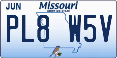 MO license plate PL8W5V