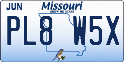 MO license plate PL8W5X