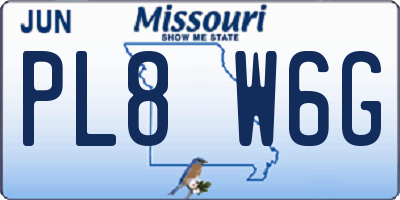 MO license plate PL8W6G