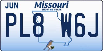 MO license plate PL8W6J