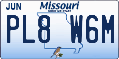 MO license plate PL8W6M
