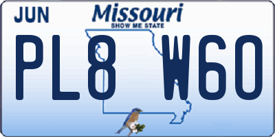 MO license plate PL8W6O