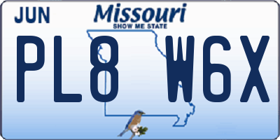 MO license plate PL8W6X
