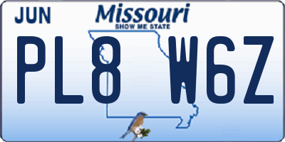 MO license plate PL8W6Z