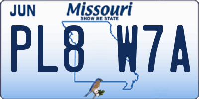MO license plate PL8W7A