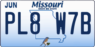 MO license plate PL8W7B