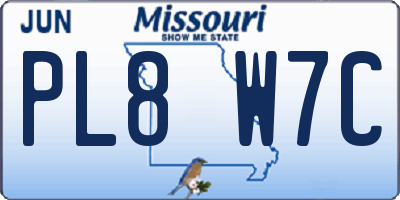 MO license plate PL8W7C