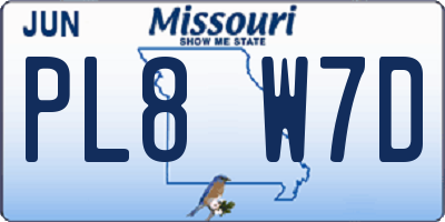 MO license plate PL8W7D