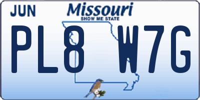 MO license plate PL8W7G