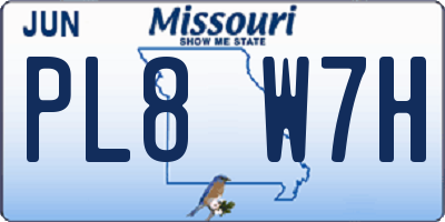 MO license plate PL8W7H