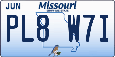 MO license plate PL8W7I