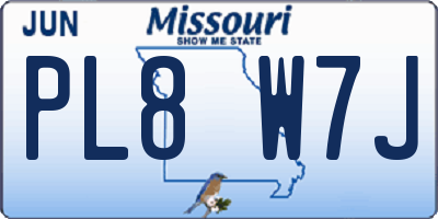 MO license plate PL8W7J