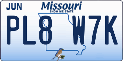 MO license plate PL8W7K