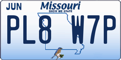 MO license plate PL8W7P