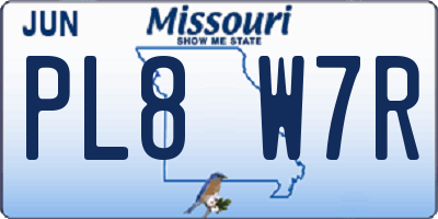 MO license plate PL8W7R