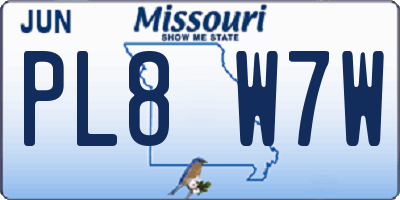 MO license plate PL8W7W