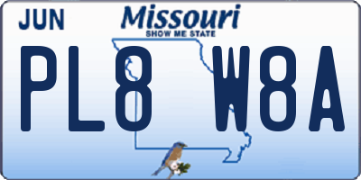 MO license plate PL8W8A