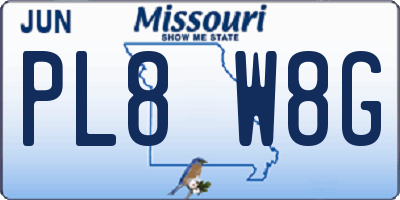 MO license plate PL8W8G