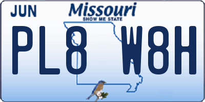 MO license plate PL8W8H