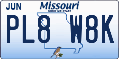 MO license plate PL8W8K
