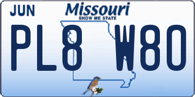 MO license plate PL8W8O