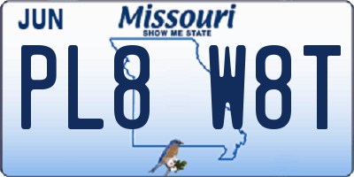 MO license plate PL8W8T