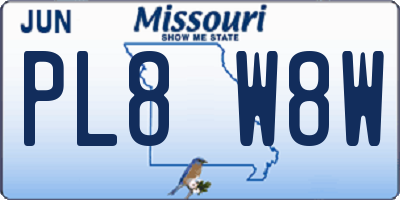 MO license plate PL8W8W