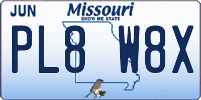 MO license plate PL8W8X
