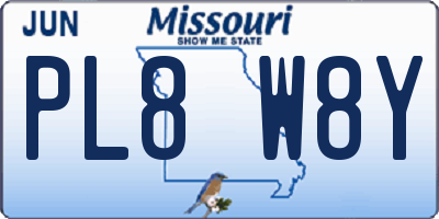 MO license plate PL8W8Y