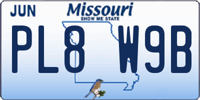 MO license plate PL8W9B
