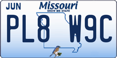 MO license plate PL8W9C