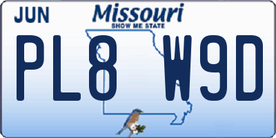 MO license plate PL8W9D