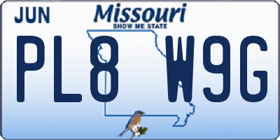 MO license plate PL8W9G