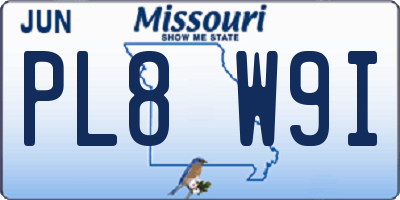 MO license plate PL8W9I