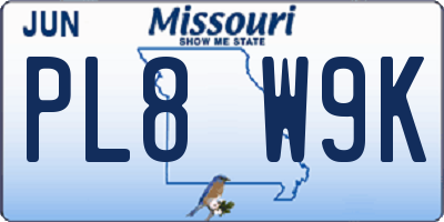 MO license plate PL8W9K