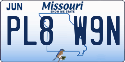 MO license plate PL8W9N