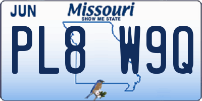 MO license plate PL8W9Q