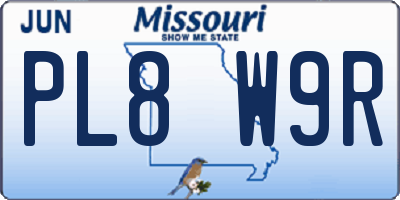 MO license plate PL8W9R